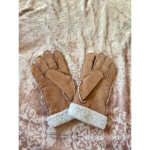 Vintage Men’s Eddie Bauer Tan Leather Gloves Sherpa Lined XL Winter‎